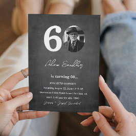 シンプル60歳エレガント誕生日パーティーグレー 招待状