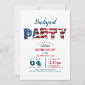 シンプル7月4日エレガントバックヤードパーティー 招待状 (正面)