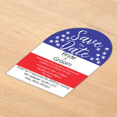 シンプル7月4日愛国国結婚式 アクリル招待状 (レイダウン)