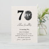 シンプル70歳エレガント誕生日パーティーカンヴァ 招待状 (スタンド正面)