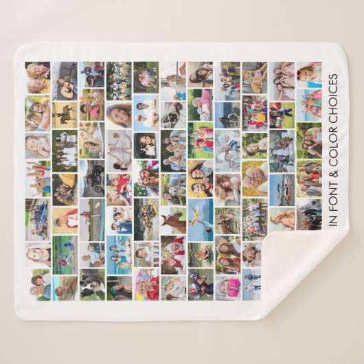 シンプル77複数形状写真コラージュ シェルパブランケット (正面(横))