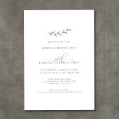 シンプル80エレガント番目の誕生日サプライズパーティー 招待状