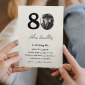 シンプル80歳エレガント誕生日パーティーカンヴァ 招待状