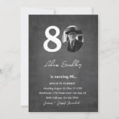 シンプル80歳エレガント誕生日パーティーグレイ 招待状 (正面)