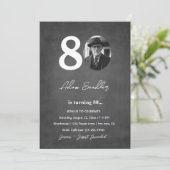 シンプル80歳エレガント誕生日パーティーグレイ 招待状 (スタンド正面)