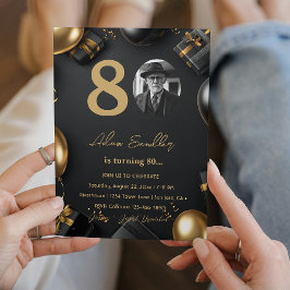 シンプル80歳エレガント誕生日パーティー1 招待状