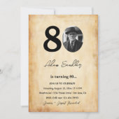 シンプル80歳エレガント誕生日パーティー 招待状 (正面)