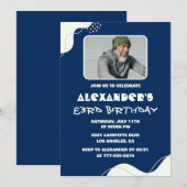 シンプル83歳招待状メンフォトネイビー 招待状 (正面/裏面)