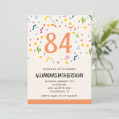 シンプル84歳の誕生日招待状紙吹雪モダン 招待状 (スタンド正面)
