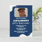 シンプル85歳招待状メンフォトネイビー 招待状 (スタンド正面)