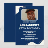 シンプル85歳招待状メンフォトネイビー 招待状 (正面/裏面)