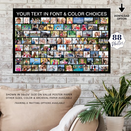 シンプル88フォトコラージュカスタムカラー ポスター