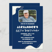 シンプル88歳の誕生日招待状メンズ写真海軍 招待状 (正面/裏面)