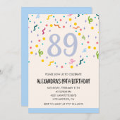 シンプル89歳の誕生日招待状紙吹雪モダン 招待状 (正面/裏面)