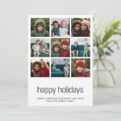 シンプル9フォト白黒ミニマルクリスマスハッピー シーズンカード (スタンド正面)