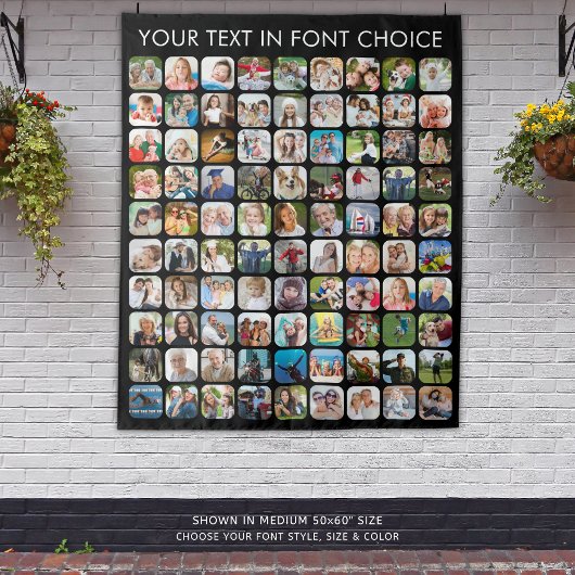 シンプル90フォトコラージュパーソナライズされたブラック タペストリー