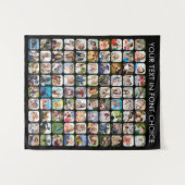 シンプル90フォトコラージュパーソナライズされたブラック タペストリー (正面(横))