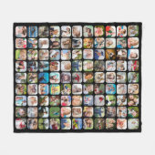 シンプル99フォトコラージュ角丸正方形ブラック フリースブランケット (正面(横))