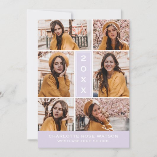 シンプル・おしゃれなフォトコラージュの卒業式招待状 招待状 (正面)
