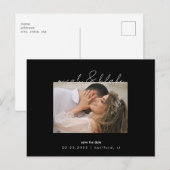 シンプル＆おしゃれな写真 黒 結婚式 Save the Date ポストカード (正面/裏面)