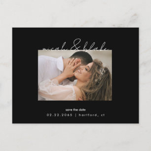 シンプル＆おしゃれな写真 黒 結婚式 Save the Date ポストカード