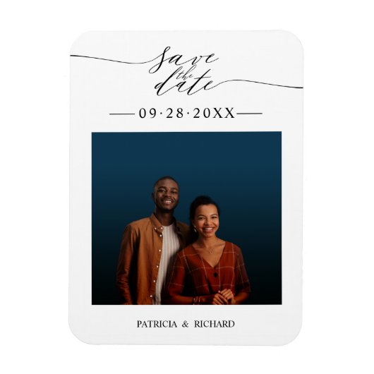 シンプル・おしゃれな結婚式の事前お知らせフォト マグネット (縦)