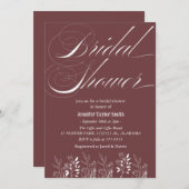 シンプル＆おしゃれな花のワイルドフラワー ブライダルシャワー 招待状 (正面/裏面)