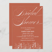 シンプル＆おしゃれな花のワイルドフラワー ブライダルシャワー 招待状 (正面/裏面)