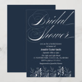 シンプル＆おしゃれな花のワイルドフラワー ブライダルシャワー 招待状 (正面/裏面)