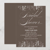 シンプル＆おしゃれな花のワイルドフラワー ブライダルシャワー 招待状 (正面/裏面)