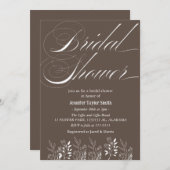 シンプル＆おしゃれな花のワイルドフラワー ブライダルシャワー 招待状 (正面/裏面)