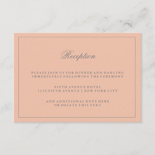 シンプル おしゃれな ブラッシュピンクの結婚式 披露宴 エンクロージャーカード (正面)