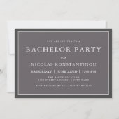 シンプル おしゃれ ニュートラル ダークグレー 結婚前パーティ 招待状 (正面)