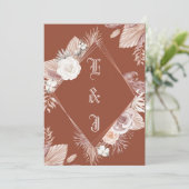 シンプル おしゃれ ボヘミア テラコッタ フラワー ウェディング 招待状 (スタンド正面)