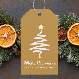 シンプル おしゃれ レトロ ゴールド クリスマス 宛先ラベル ギフトタグ