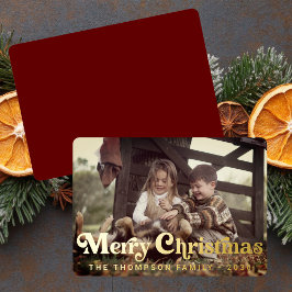 シンプル おしゃれ レトロ タイポグラフィー 写真 クリスマス 箔シーズンカード