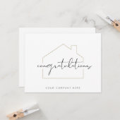 シンプル おしゃれ 不動産 新しい家のオーナー おめでとう カード (正面/裏面インサイチュ)