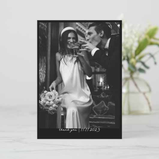 シンプル おしゃれ 予算 フォト ウェディング 御礼カード 招待状 (スタンド正面)