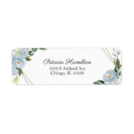 シンプル おしゃれ 幾何学模様 ダスティーブルー 花 ラベル