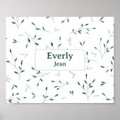 シンプル お名前入り ニューベイビー ルーム デコ ボタニカル ポスター (正面)