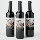 シンプル お名前入り フォト スクリプト 日付 ワインラベル (ボトル)