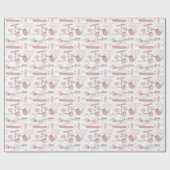 シンプル お名前＆メッセージ入りのソフトピンク ラッピングペーパー (フラット)