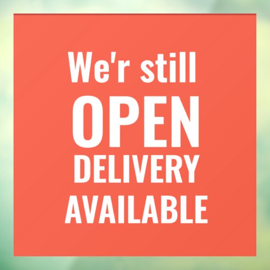 シンプル お店はまだ営業中 赤い窓用シール ウィンドウサイン (シート3)