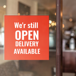 シンプル お店はまだ営業中 赤い窓用シール ウィンドウサイン