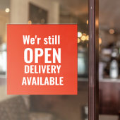 シンプル お店はまだ営業中 赤い窓用シール ウィンドウサイン