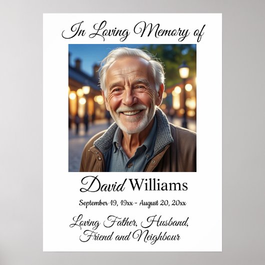 シンプル お悔やみ1枚特別 フォト 生命の祝祭 ポスター (正面)