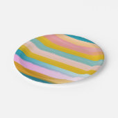 シンプル かわいい アブストラクト 水彩 ストライプ ピンク ペーパープレート (アングル)