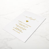 シンプル かわいい ハート ゴールド モダン ウェディング レセプション 箔招待状 (回転した状態)