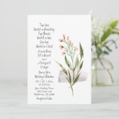 シンプル　かわいい　ピンクの花の　キリスト教式ウェディング 招待状 (スタンド正面)