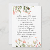 シンプル　かわいい　ピンクの花の　キリスト教式ウェディング 招待状 (裏面)